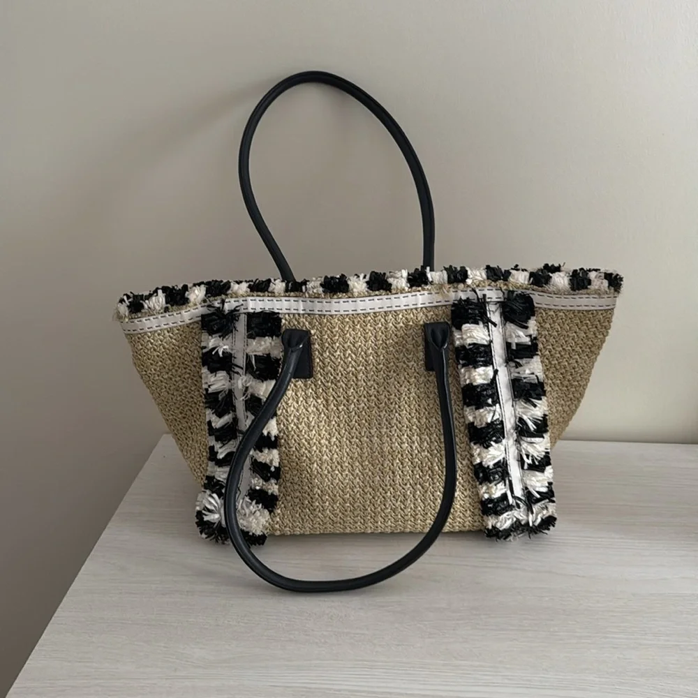 Sophia Webster MONOCHROME TAYA RAFFIA TOTE VGUC - Picture 4 of 8